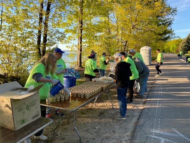 Bayshore volunteers water